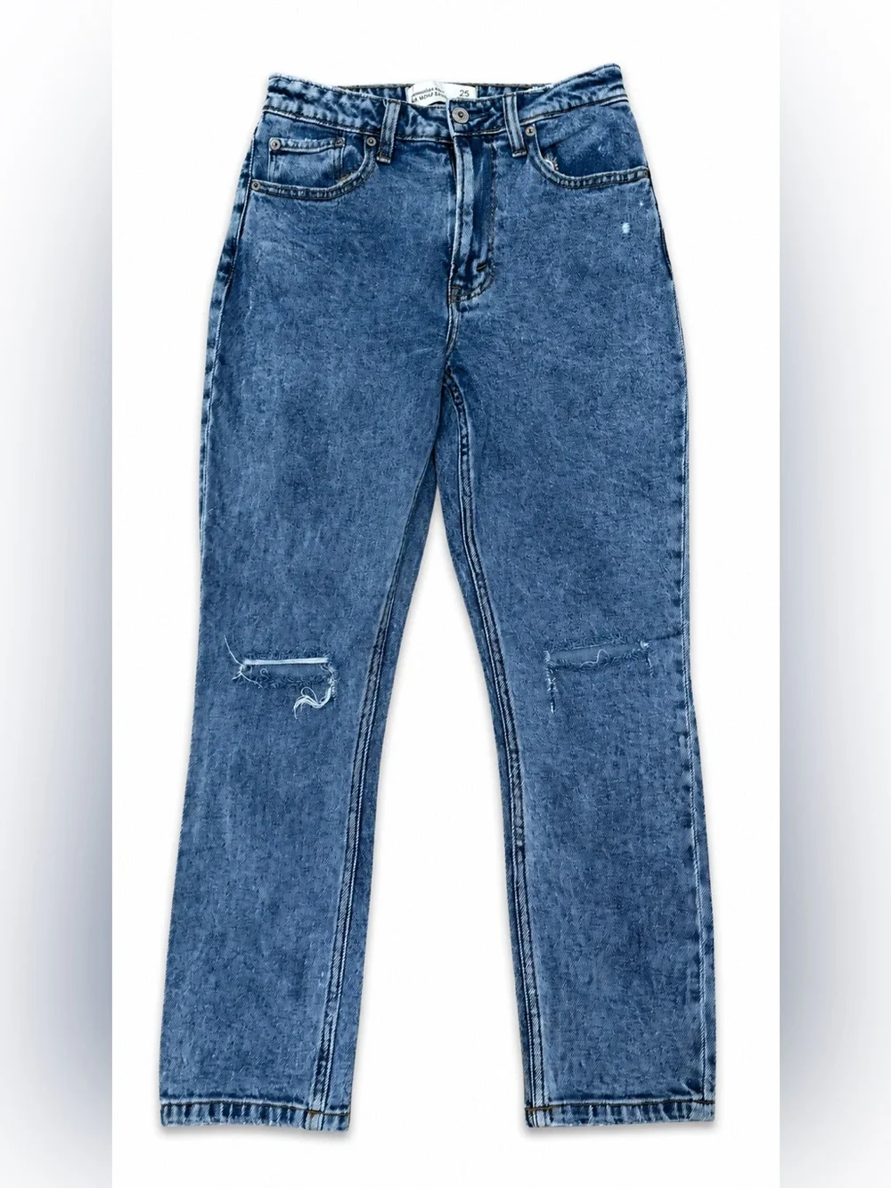 Abercrombie & Fitch High-Rise Washed Blue Mom Jeans size 25